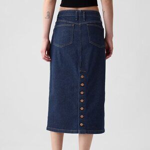 Gap Heritage Button-Back Denim Midi Pencil Skirt, Size 26/2